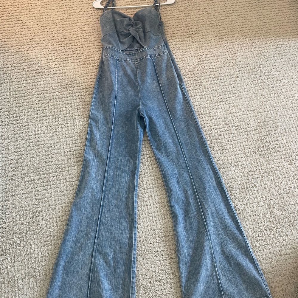 Flare Denim Jumpsuit